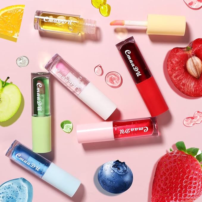 Yasovigi Fruit Lip Oil Plumping Lip Tint Moisturizing Lip Gloss, Transparent Lip Balm Care Stick Nourishing Repairing Non-sticky, Moisture&Lighten Lip Lines