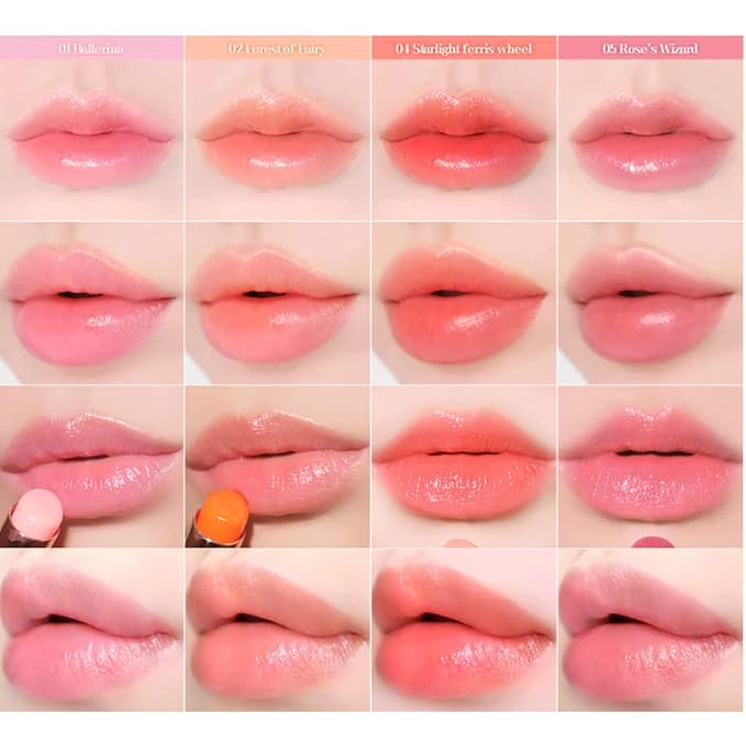 [SET] CORINGCO Sparkle Cute Color Changing Lip Balm｜ Colored Lip Cream Lip Gloss, Glitter Lip Care Lip Pack Birthday Gift Glitter Gift Sequin Shiny Spangle Lipbalm (#04 Orange Red)