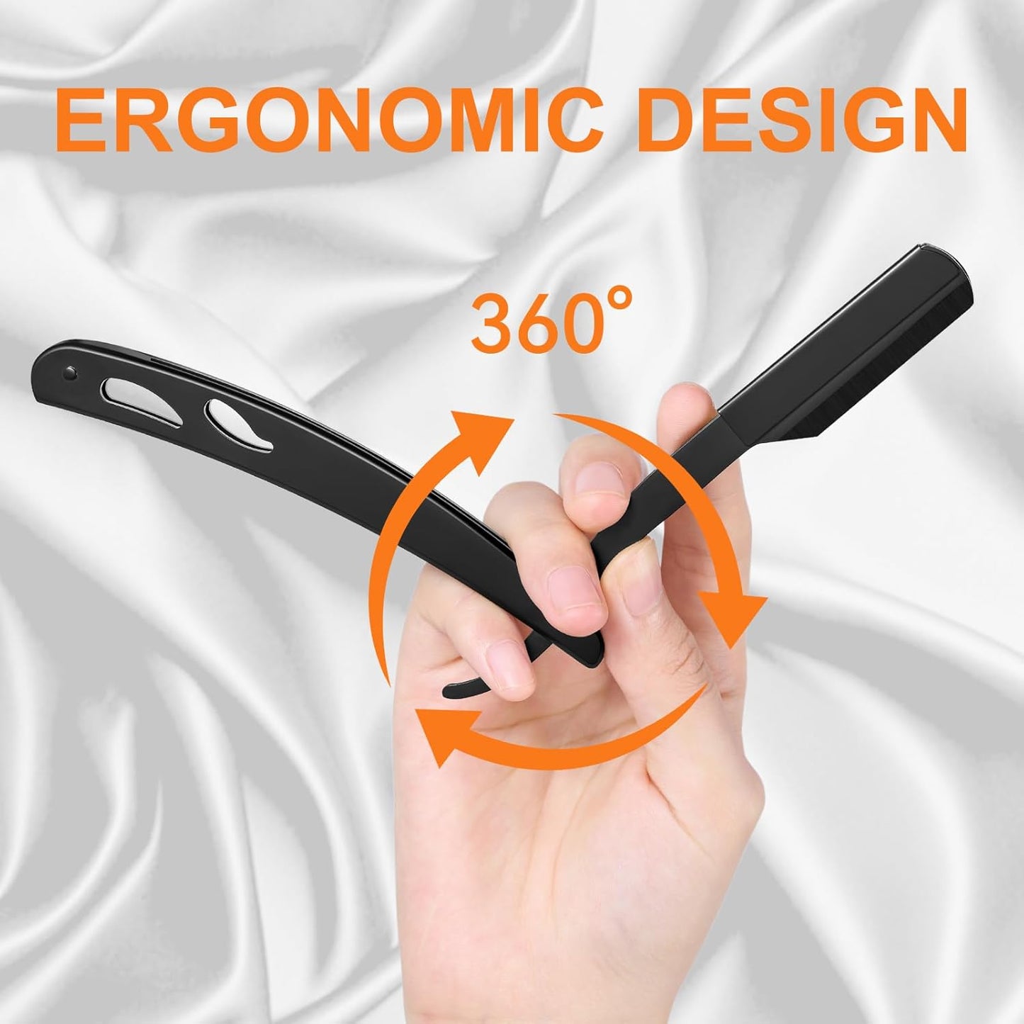 Straight Razor for Men, IKOCO Black Straight Edge Razor Kit with 20PCS Barber Shaving Blades, Leather Case, Scissor, Tweezer, Black