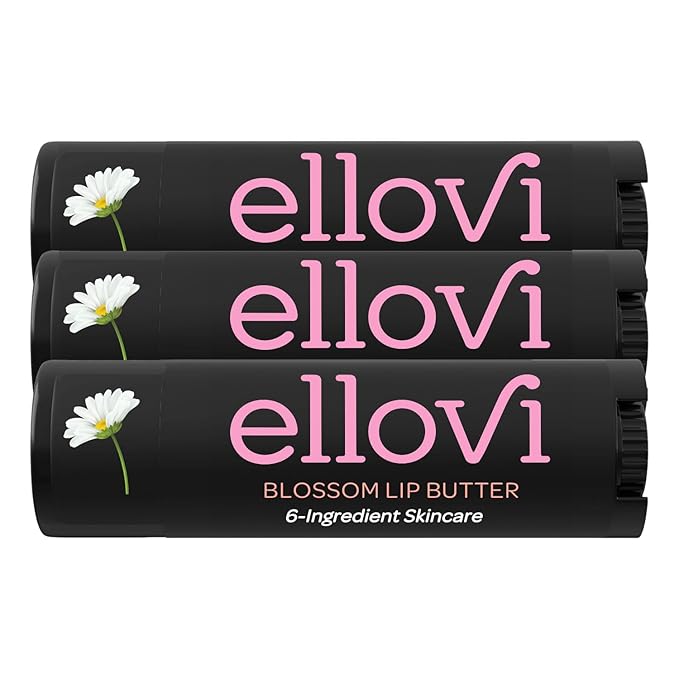 Natural Lip Butter Lip Balm - Blossom - Pure Enough to Eat - Made With Just 6 Vegan Ingredients - Moisturizing Lip Care for All Day Hydration (3-Pack)