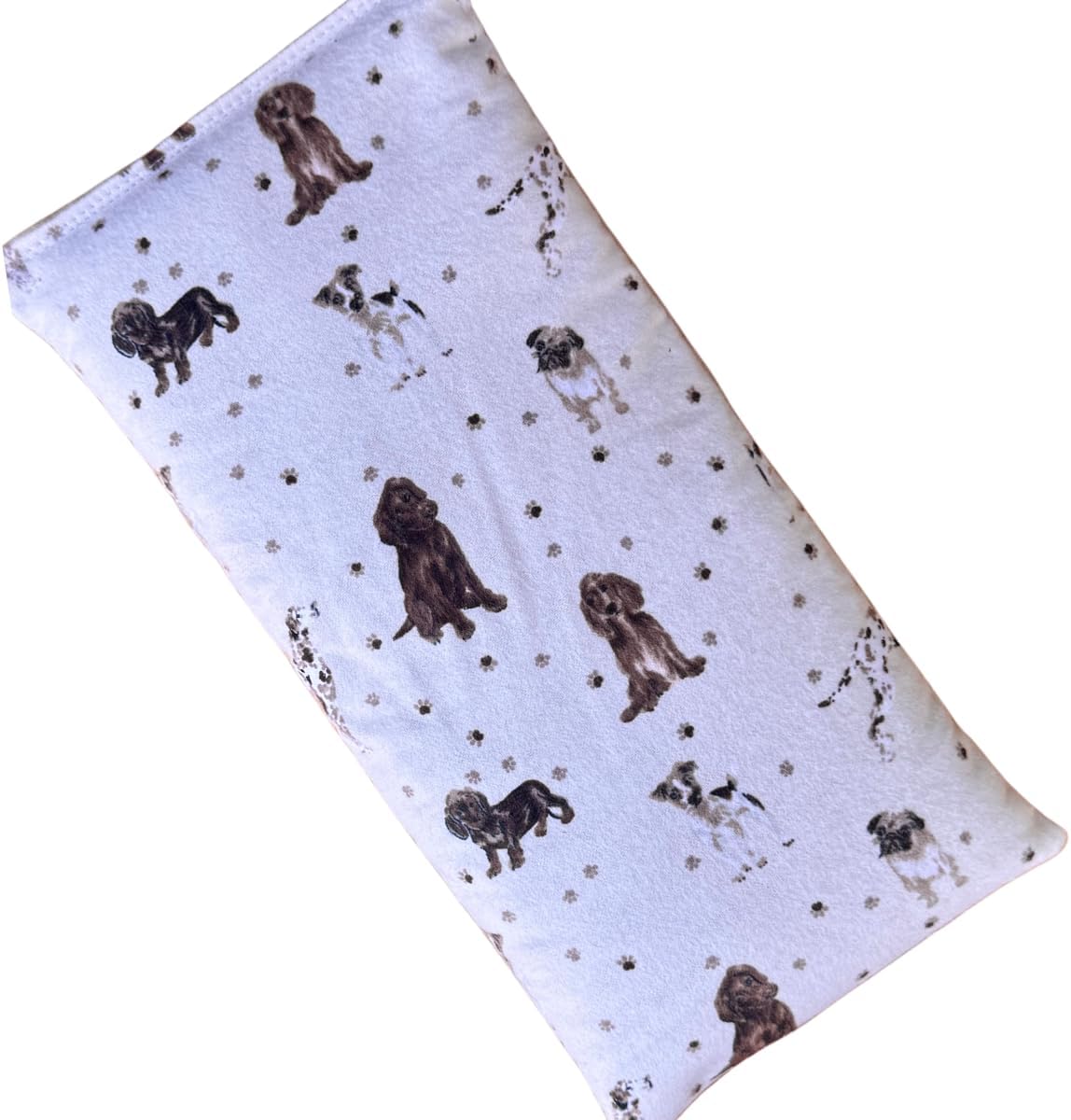 Microwave Heating Pad Filled With Flax Seed and Choice of Dried Herbs, Herbal Cold Pack, Good Size for Back Pain and Cramps, Hot and Cold Therapy, 6" x 12" (Dogs, No Added Herbs)