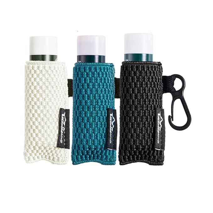 WKieason Lip Balm Holder Sleeve with Keychain Lipstick Sleeve Holder Tight-knit Elastic Holder (Black/blue/beige)