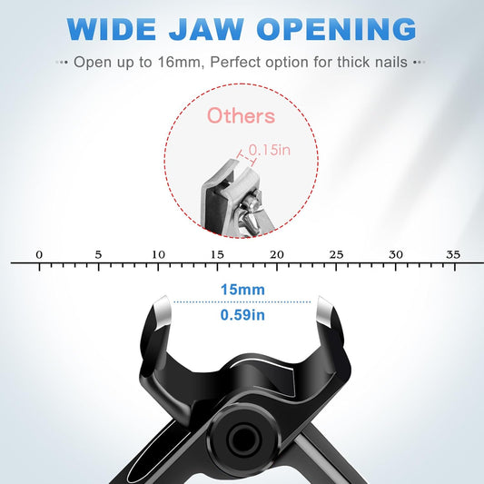 Toenail Clippers for Seniors Thick Toenails, Heavy Duty Large Nail Clippers with 15mm Wide Jaw Opening, Long Handle Toe Nail Clippers for Thick Nails Gifts for Men, Seniors Women