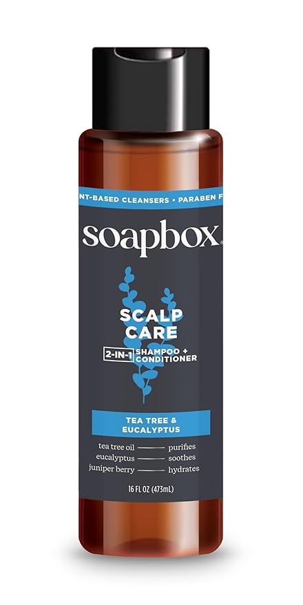 Soapbox Men's Scalp Care 2 in 1 Shampoo and Conditioner For Men, Natural Mens Shampoo and Conditioner, Tea Tree & Eucalyptus, 16oz