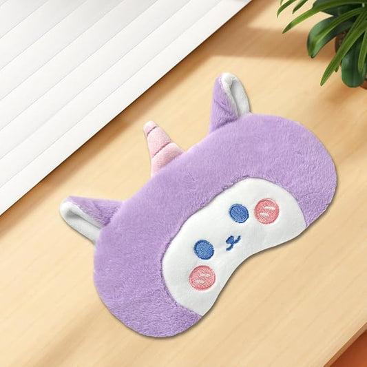 PERFECTSIGHT Sleep Eye Masks, Cute Plush Sleep Eye Cover Lightweight Adjustable Eyeshade Faux Fur Mask Cover for Women Men Sleep Travel Nap, Purple Unicorn