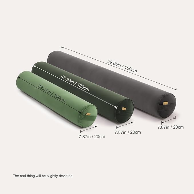 Long Pillow for Bed – Round Bolster Pillow for Adults, Body Pillow for Sleeping, Ergonomic Support,47.24 x 7.87 Inches,Steel Gray