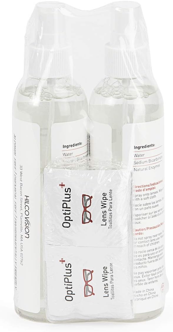 OptiPlus 16oz Lens Cleaning Care Pack | All Natural Eyeglass Cleaning Kit | Eyeglass Cleaner Spray | Lens Wipes | Microfiber Cloth | VOC and Alcohol Free