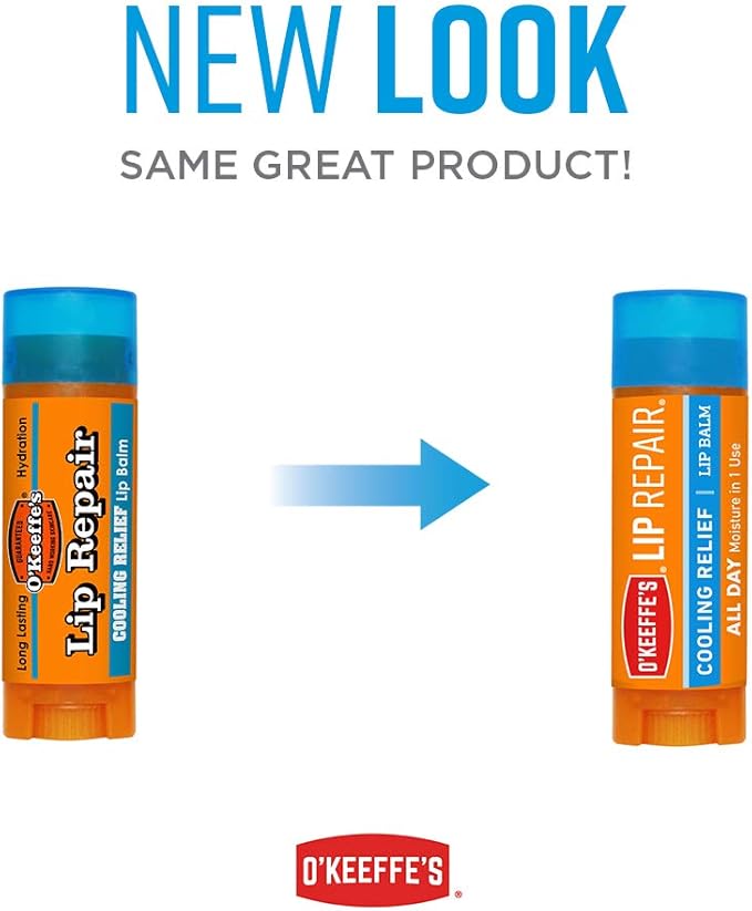 O'Keeffe's Cooling Relief Lip Repair Lip Balm for Dry, Cracked Lips, Stick, (Pack of 9)