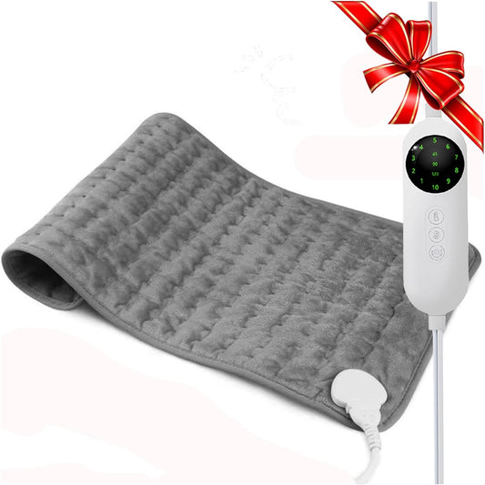 Heating Pad, Electric Heating Pad 24"X12" for Back Neck Shoulder Belly Heating Technology, Ultra-Soft Moist & Dry Therapy Heat Pad with 10 Temperature Settings 3 Timer, Automatic Switch-Off, Grey