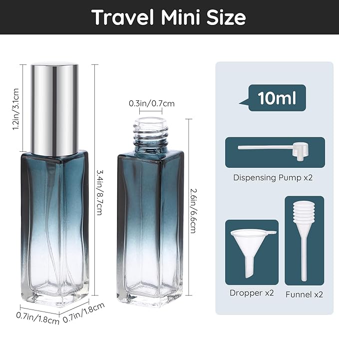 Segbeauty 10pcs Perfume Travel Refillable, 10ML Glass Spray Bottles Perfume Atomizer, Mini Travel Size Dispenser Bottle Set Atomizer Sprayer for Perfume Toiletries Cosmetic Container Spray Bottle