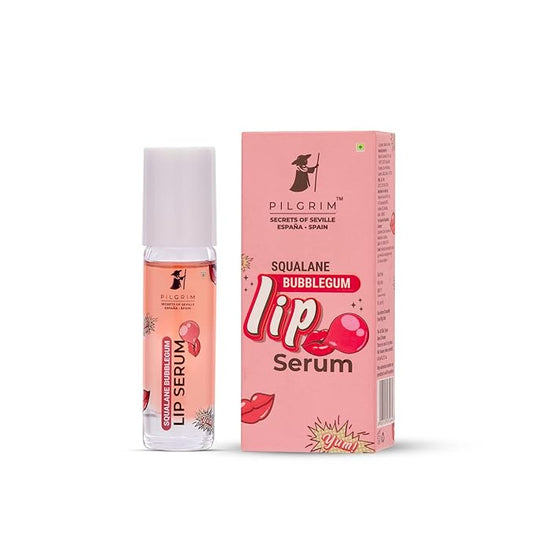 Pilgrim Squalane Bubblegum Lip Serum | Enriched with Shea Butter & Pomegranate Extract | Hydrating Lip Plumper Serum | Repairs Cracked Lips | Reveals Soft & Glossy Lips | 0.20 Fl Oz/6ml