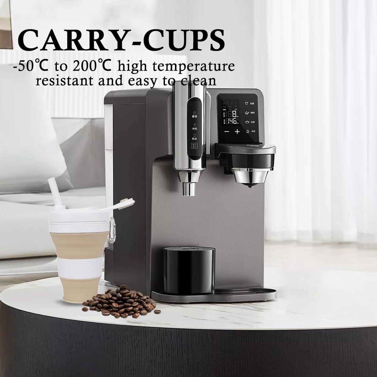 Silicone Coffee Cup with Straw lid Collapsible Cups for Traveling 20oz Lightweight Folding Water Mug for Picnic Hicking Camping Climbing