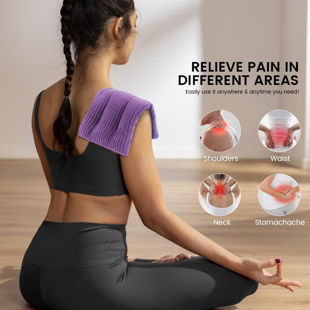Microwave Heating Pad 6 x 12 Small Heating Pad Microwave, Microwave Bean Bag Heating Pad for Neck and Shoulders, Moist Heat Pack Pillow Warm Compress for Knee, Muscles, Joints, Wrist (Purple)