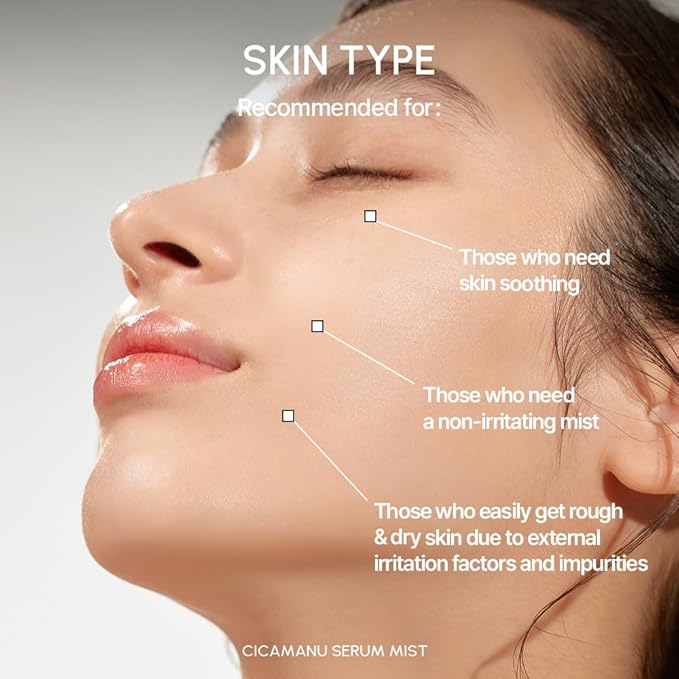 Parnell Cicamanu Serum Mist - Centella Asiatica, Hyaluronic Acid, Ceramide, LHA, Balancing Oil, Moisturizing and Soothing for Radiant Skin (1.69 Fl Oz / 50ml)