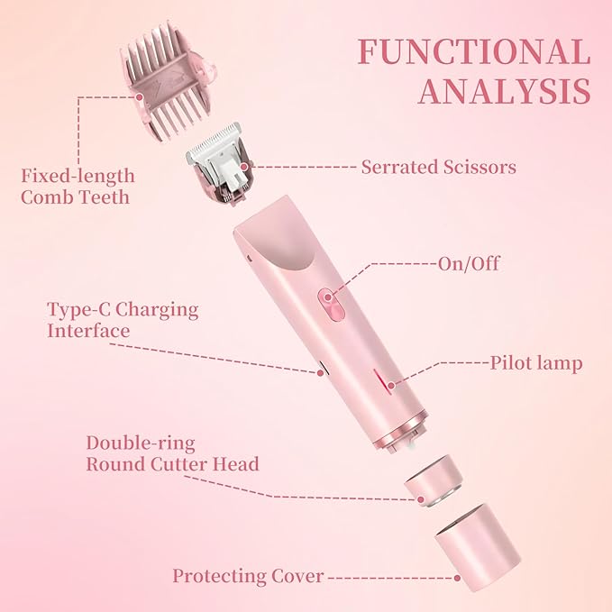 QNHMPW Bikini Trimmer for Women,Electric Razors for Women,2-in-1 Dual Head Shaver- Wet/Dry Shaver Groomer, Waterproof Hygiene Razor Used for Face, Underarm, Leg, Bikini Area(Purple)