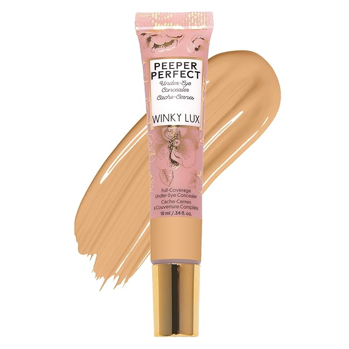 Winky Lux Peeper Perfect Under Eye Concealer, Makeup & Eye Brightener, Full Coverage Concealer for Dark Circles, Color Corrector & Eye Primer, With Collagen, Hyaluronic Acid & Vitamin E (Light Medium)