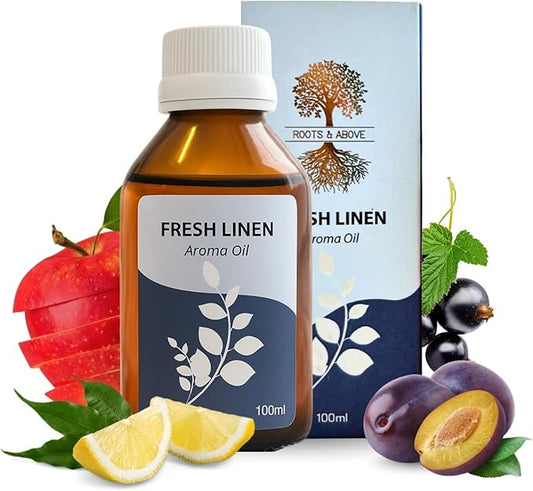 Roots & Above Fresh Linen Aroma Oil 3.38 oz/100ml Perfect for Diffusers, Soap Making, Candles, Lotion, Home Scents, Perfume & Fragrance Oils