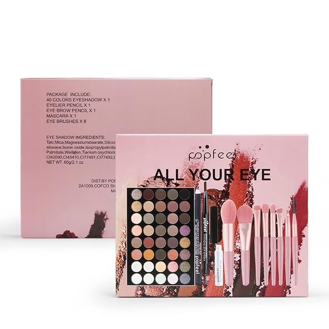 Makeup Kit for Women, Eyeshadow Makeup Gift Set for Teen Girls, Eyebrow Eye Shadow Makeup Kit with 40 Colors Eyeshadow Palette, Mascara, Eyeliner, Eye Brow Pencil, Eye Brush