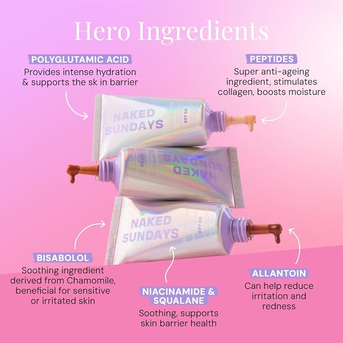 Naked Sundays BeautyScreen™ SPF 50 Mineral Peptide Foundation Tint – 2-in-1 Skin Tint & Mineral Sunscreen | Radiant, Buildable Coverage, Acne-Safe, Infused with Peptides (3 Warm Honey, 1.01 oz)