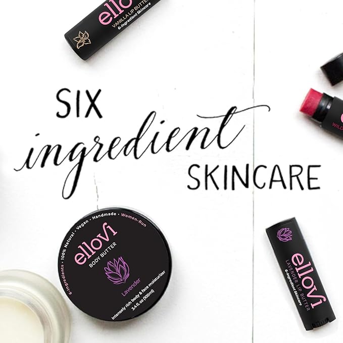 Natural Lip Butter Lip Balm - Lavender - Pure Enough to Eat - Made With Just 6 Vegan Ingredients - 100% Natural & Organic Moisturizing Lip Care for All Day Hydration (Single)