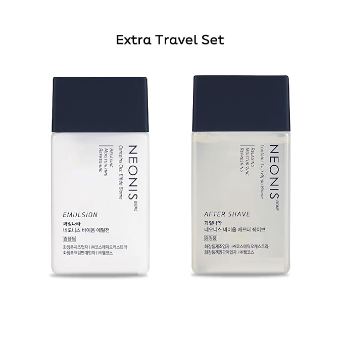 WELCOS Kwailnara NEONIS Aftershave 5.07 Fl oz & Emulsion 5.07 Fl oz with Convenient 1 Fl oz Travel Sizes Each | Gift Set | Korean Men's Skincare