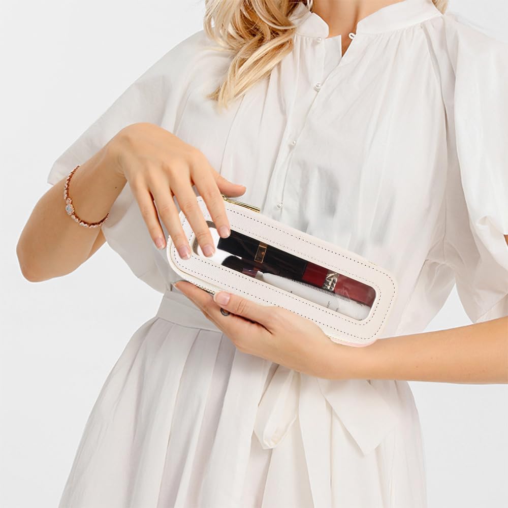 Travel Clear Makeup Bag Set, TSA Approved Cosmetic Bag Case with Zipper Portable Makeup Pouch Toiletry Bag Women Traveling Cosmetic Organizer Storage Bag Car Organizer Car Essentials for Women