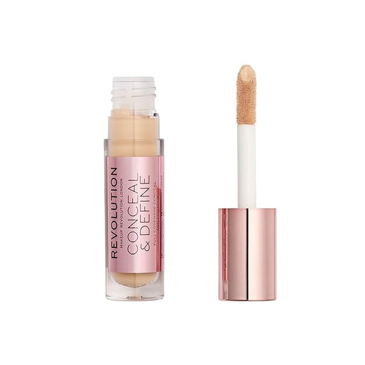 Makeup Revolution Conceal & Define Concealer, Full Coverage Makeup Concealer, Matte Finish & Long Wear, For Fair Skin Tones, Vegan, C5, 4ml