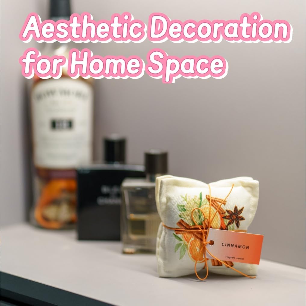 AUCUDA Easter Cinnamon Scented Sachet Bags for Drawers and Closets Decorations, Potpourri Packets for Women Clothes Storage, Spring Wedding Fragrance Pillow, Bedroom Indoor Fresheners.