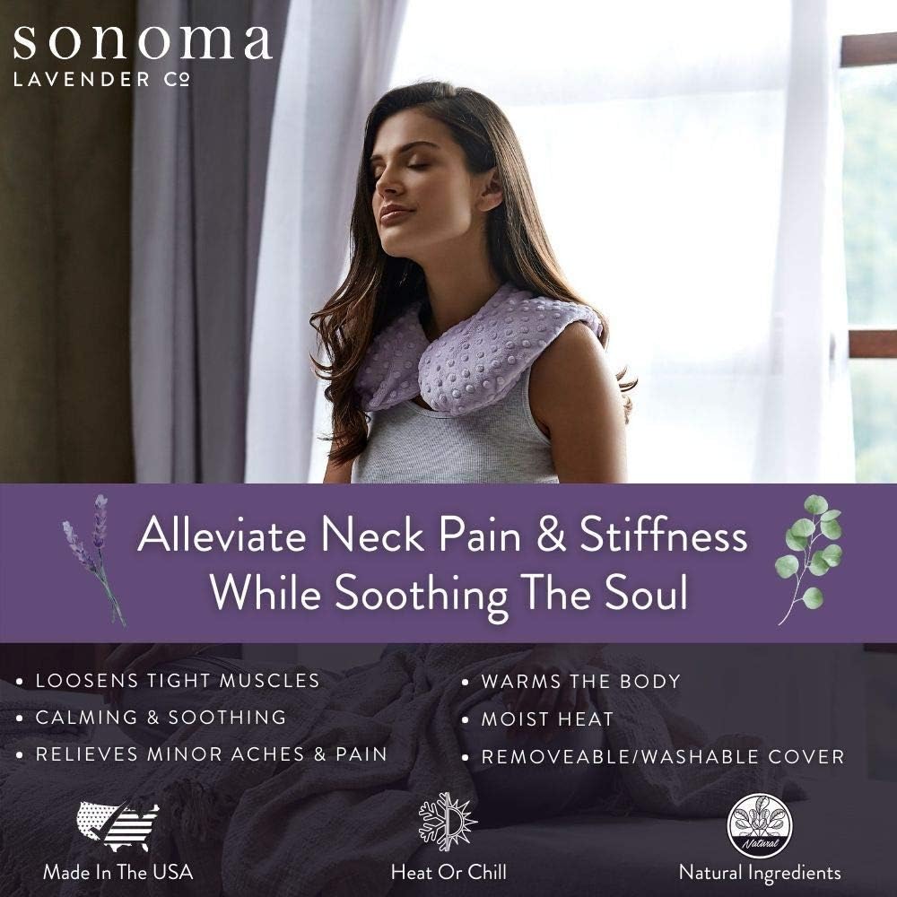 Sonoma Lavender Luxury Lavender Heatable/Chillable Neck Pillow, Microwaveable for Neck and Shoulders with Removable Washable Covers, Great for Relaxation and Pain Relief (Arctic Circle)