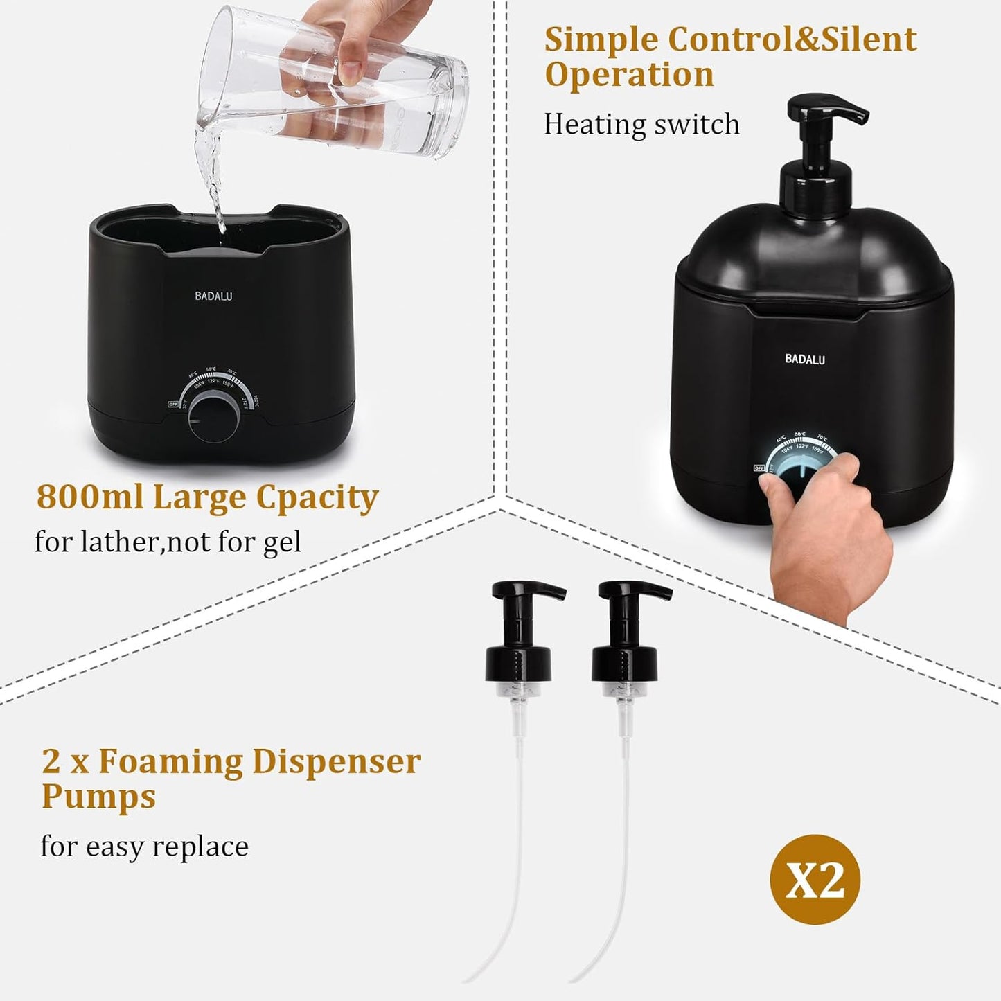 Lather Machine,BADALU Hot Lather Machine for Shaving 800ML Large Capacity Professional Lather Maker for Men Face Shaving,Electric Shaving Foam Machine for Salon Barber Shop Home Use With 2 Pumps