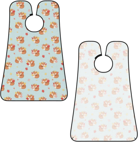 Waterproof Beard Trimming Bib, Non-Stick Hair Catcher for Men Shaving, Grooming Apron for Husband Dad, Fall Maple Leaves Autumn Foxes Shave Bib