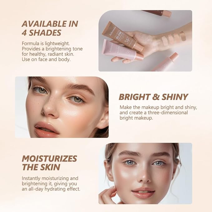 Full Match Glow Foundation, Enhance Foundation Natural Glow, Professional Coverage for a Flawless Look (Light, Large)