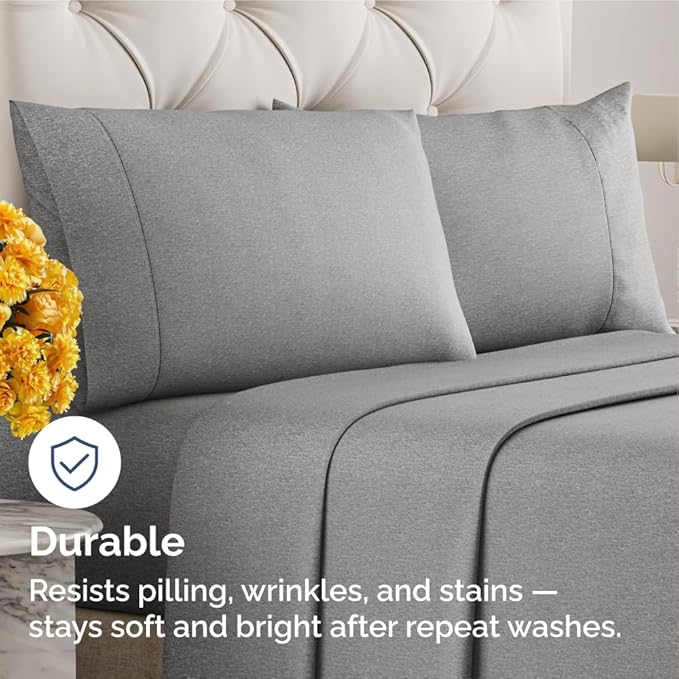 King Pillow Cases Set of 8 - Ultra Soft Hotel Quality Pillowcase Covers - Comfy & Wrinkle Free - Shrink, Stain and Fade Resistant - Machine Washable Pillow Protectors - 8 Piece Set - Heathered Grey