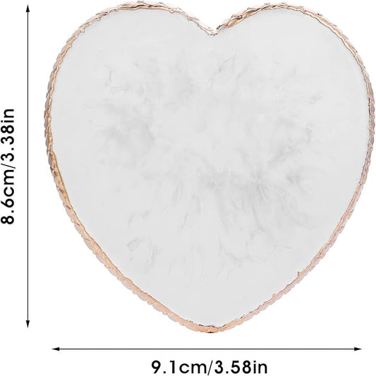 Resin Nail Art Palette Nail Mixing Palette Polish Color Mixing Plate Golden Edge Nail Holder Display Board Heart Shape Cosmetic Mixing Tools
