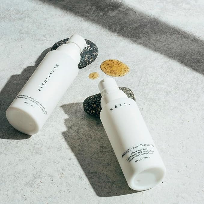 NAELI AHA/BHA Exfoliating Face Wash - 10% Glycolic Acid & Salicylic Acid Cleanser, Anti Aging Acne & Wrinkle Reducing Facial Exfoliant, Pore Minimizer & Brightening Gel, 4 oz