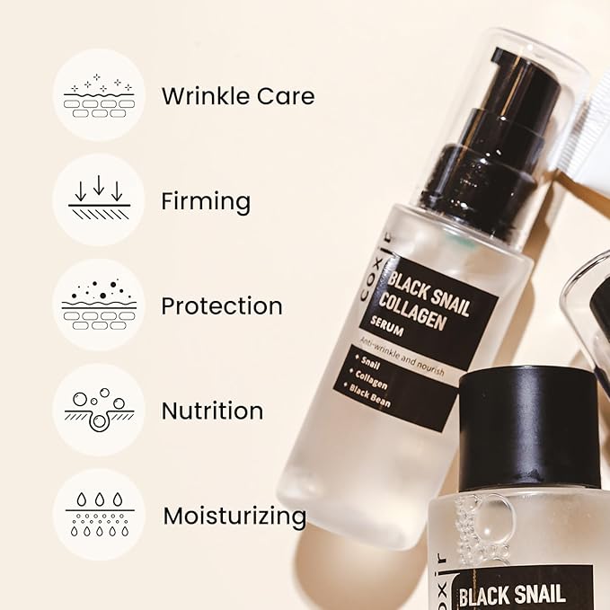 coxir BLACK SNAIL GIFT SET /Gift Set Birthday present /Foam Cleanser+Serum+Cream/Black Rice, Bean, Sesame, Snail Mucin, Collagen, Peptide l Repairing&Firming l Korean Skin Care