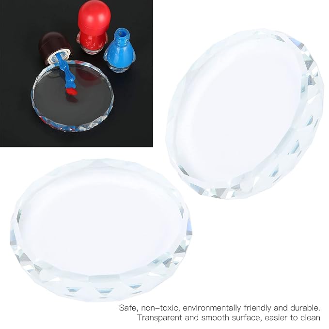 Nail Palette Board, Nail Art Palette,2PCS/set Nail Art Palettes Color Mixing Toning Glass False Eyelash Glue Hold Makeup Pallet for Acrylic Manicure