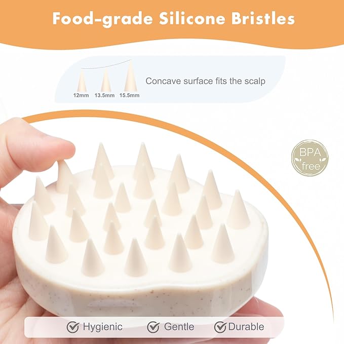 FREATECH 2-Pack Wheat Straw Hair Scalp Massager Shampoo Brush with Silicone Bristles for Hair Growth and Dandruff, Scalp Scrubber Head Exfoliator for Wet & Dry Use, Women Men Kids