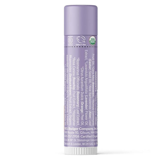 Badger - Classic Lip Balm, Lavender & Orange, Made with Organic Olive Oil, Beeswax & Rosemary, Certified Organic, Moisturizing Lip Balm, 0.15 oz (4 Pack)