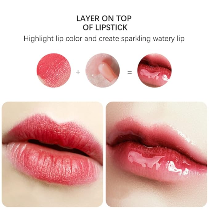 Yasovigi Hydrating Lip Oil Plumping Lip Tint Moisturizing Lip Gloss, Transparent Lip Balm Care Stick Nourishing Repairing Non-sticky, Moisture&Lighten Lip Lines (Pink + Rosewood)