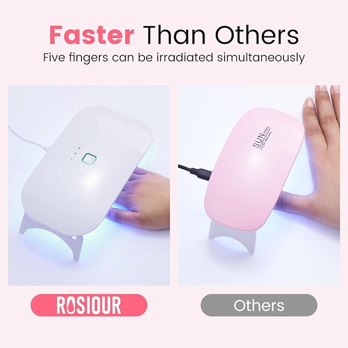 Gel Nail Polish Kit with U V Light, Hema-Free Light Baby Pink Blue Purple Nude Pink Summer Gel Polish Set with Base & Top Coat Chrome Nail Powder, 4 Colors Mini Salon Nail Art Starter Gift for Women