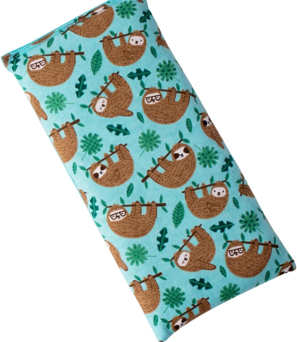 Microwave Heating Pad Filled With Flax Seed and Choice of Dried Herbs, Herbal Cold Pack, Good Size for Back Pain and Cramps, Hot and Cold Therapy, 6" x 12" (Sloth, Peppermint & Chamomile)