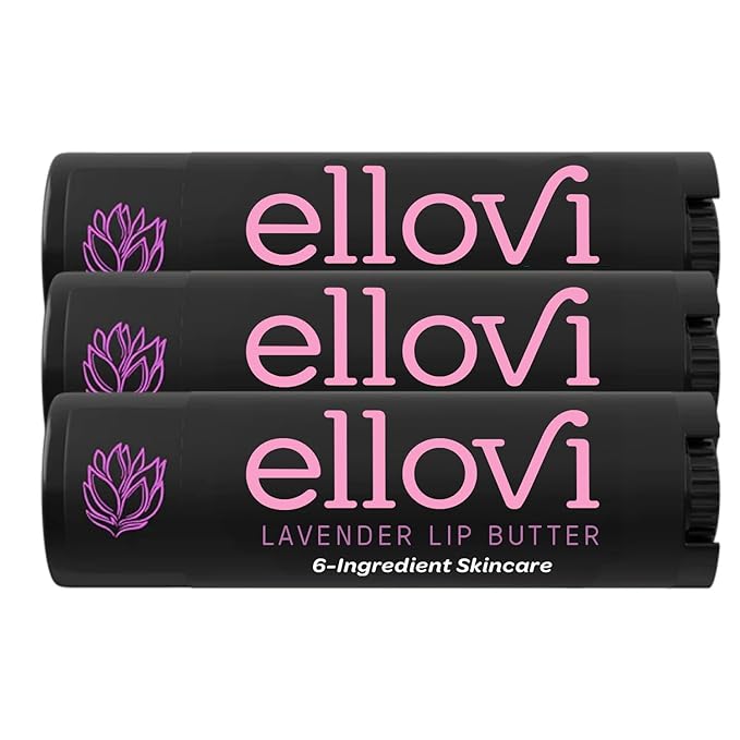 Natural Lip Butter Lip Balm - Lavender - Pure Enough to Eat - Made With Just 6 Vegan Ingredients - 100% Natural & Organic Moisturizing Lip Care for All Day Hydration (3-Pack)