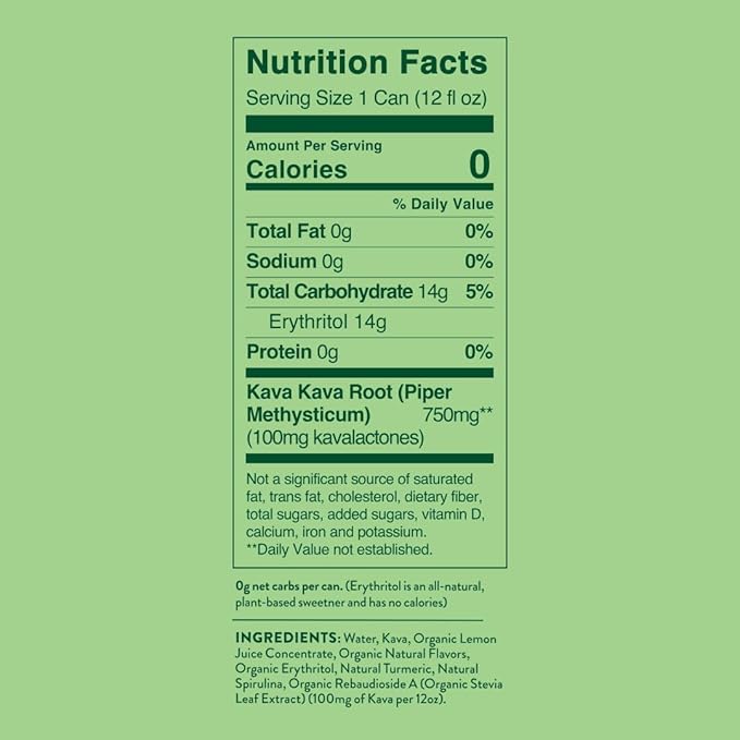 Melo Sparkling Kava Drink, Tahitian Lime, Sugar Free Non Alcoholic Drinks with Zero Calories, Gluten Free, Vegan, 100% Natural Mocktail with 750mg Kava Root per Drink, 12 Pack, 12 oz Cans