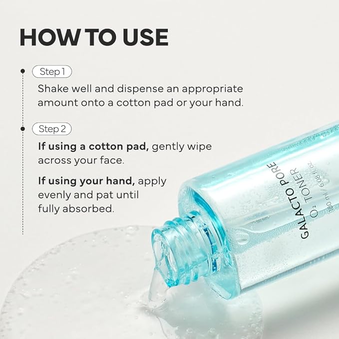 SAM'U Galacto Pore O2 Toner, Exfoliating & Pore-Tightening, Oxygen Bubble Galactomyces Toner, Hydrating for Sebum Control & Suitable for All Skin Types, Korean Toners, 6.08 Fl. Oz