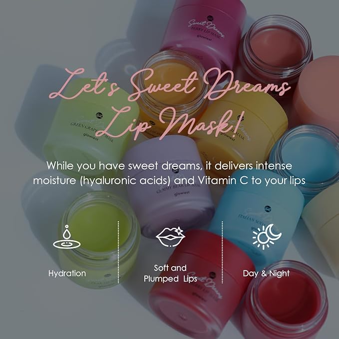 Sweet Dreams Lip Mask-Nourishing, Plumping and Hydrating Lip Balm | Ecofriendly Lip Sleeping Mask | Hyaluronic Acids + Vitamin C + Shea Butter + Antioxidants l Gummy Bear - 0.7 oz.