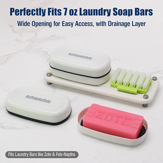 Shampoo Bar Holder Travel Case, Large Soap Holder for 5 oz/10 oz Oversized Bars, Durable & Versatile Storage Soap Container with Drainage Layer (1 Pack, White Style A-Large)