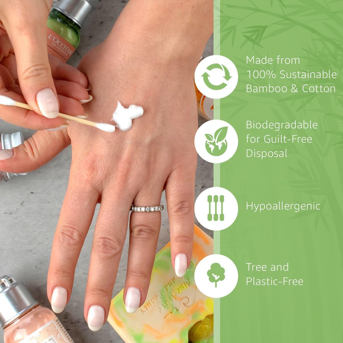 100% Bamboo Cotton Swabs (1000-Pack) | Double Tipped Organic Cotton Swabs for Ears | Biodegradable Beauty & Personal Care Items | FSC Certified & Hypoallergenic | For All Ages & Pets