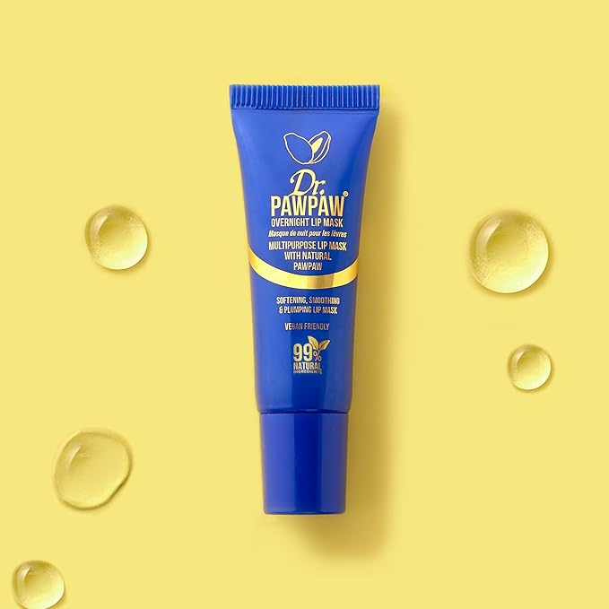 Overnight Lip Mask - Multi-Purpose Balm, Natural Pawpaw & Peptides Smooth Skin, Cracked Lips, Vegan, Ethical Beauty & Fregrance Free (10 ml)