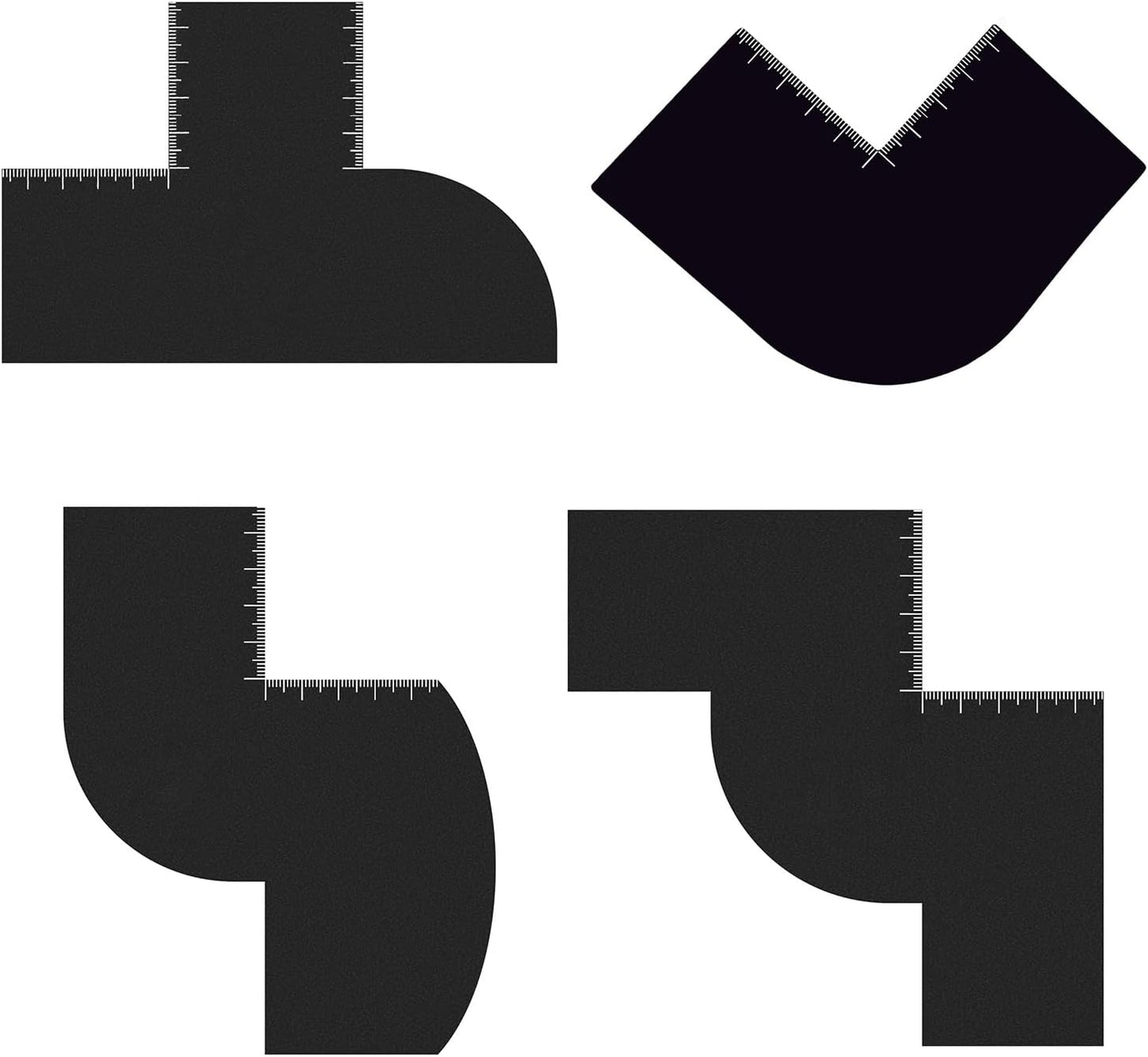 4 Pcs Enhancement Card for Barbers with Measurement Indicators, Easy to Clean Hairline Maker Guide for Barbers, Reusable Hairline Shaping Tool for Men's Hairlines and Beard(T+S+W+V Shaped)